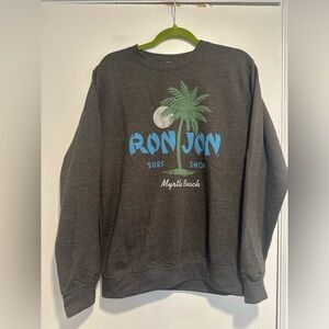 Ron Jon Surf Shop Sz: M Gray Myrtle Beach Crewneck Surfer Pullover Sweatshirt.
